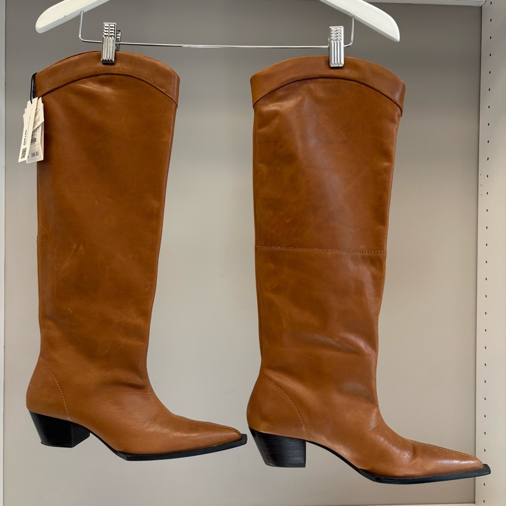 Zara Leather Knee High Boots